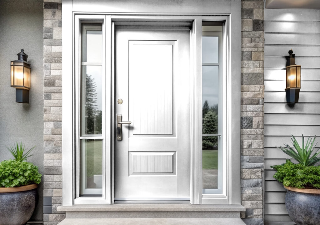 Porta da fachada de casa de madeira